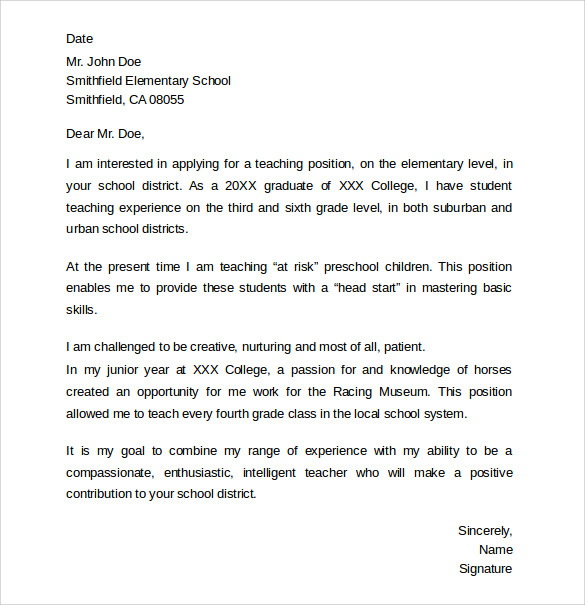 Education Cover Letter - 9+ Download Free Documents in ...