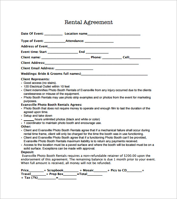 Free Printable Vacation Rental Agreement