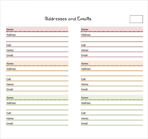 Sample Address Book Template 9 Documents In Pdf Word Psd