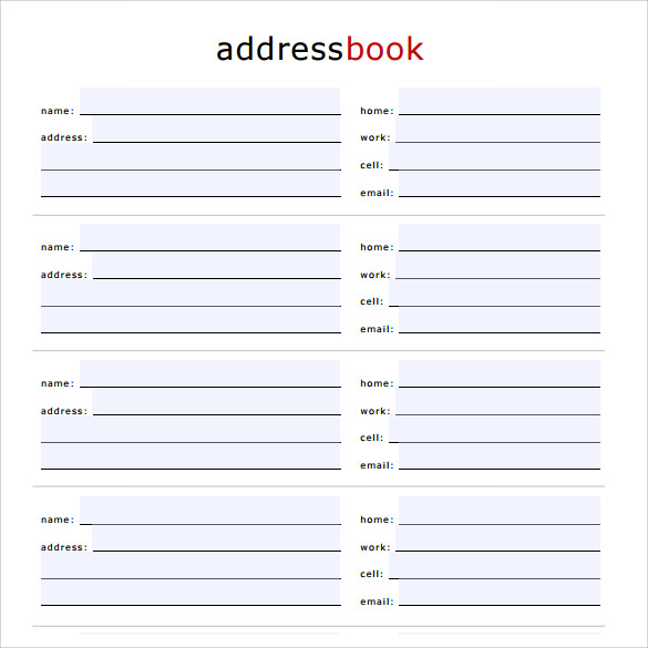 Sample Address Book Template 9+ Documents In PDF, Word , PSD