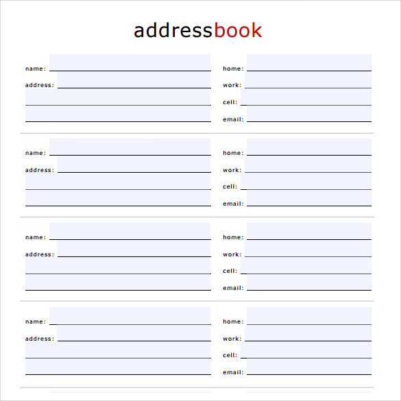 Editable Printable Address Book Template Horspecialists