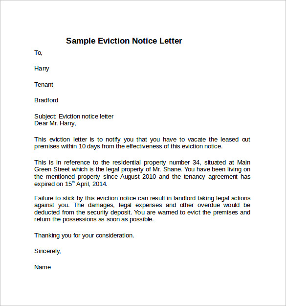 Free Sample Notice To Vacate Letter Templates In Pdf Ms Word