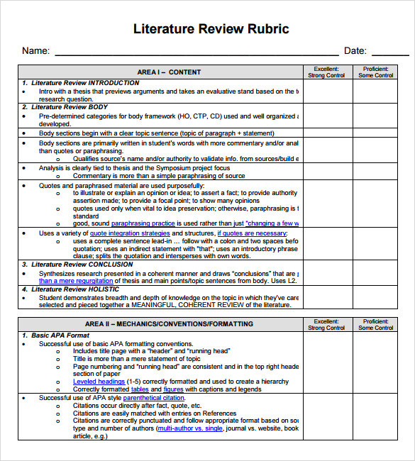 Word Template Literature Review