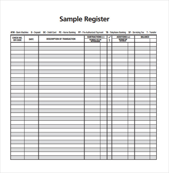 printable checkbook register