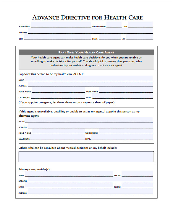 Advance Directive For Health Care Definition