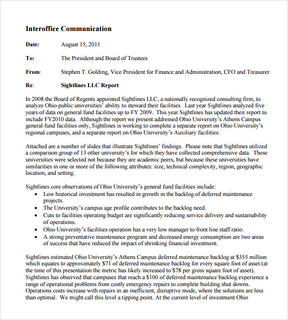 what is an interoffice memo