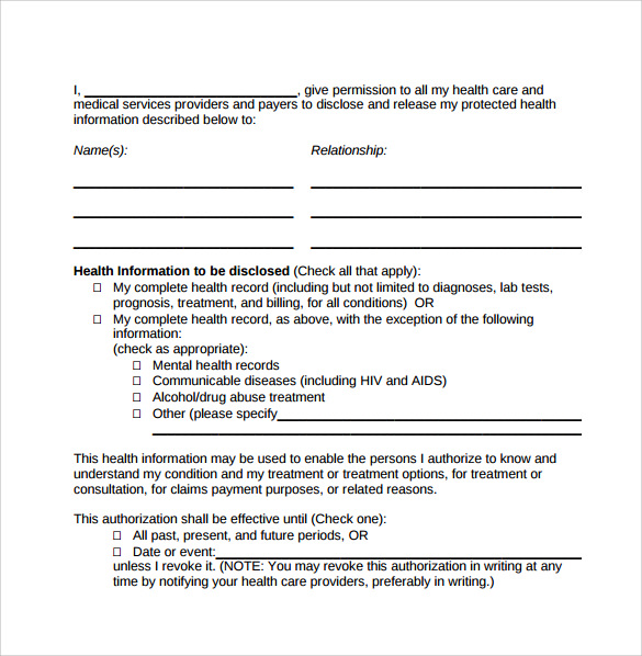 Hipaa Authorization Form 8  Documents Download In PDF Word