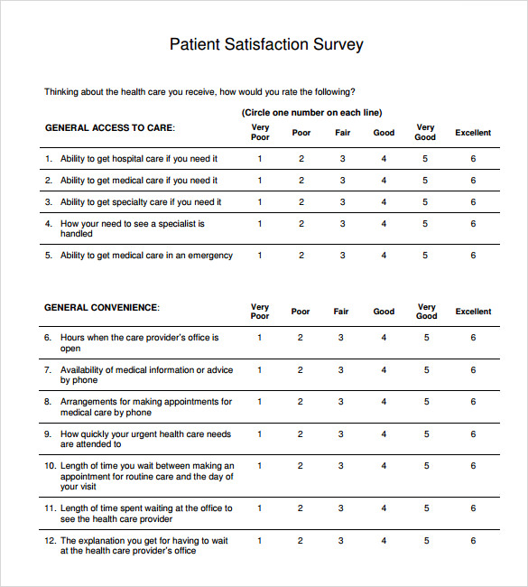 Sample Patient Satisfaction Survey - Resume Template Sample