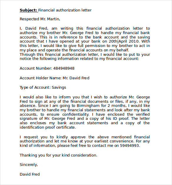 Authority Letter Template Bank