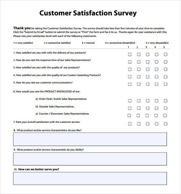 Free Sample Customer Satisfaction Survey Templates In Pdf Ms Word