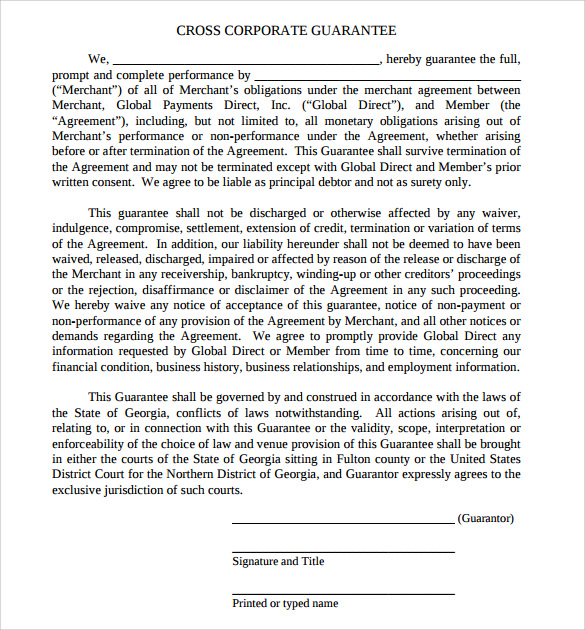 Corporate Guarantee Agreement Template