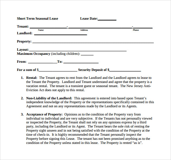 Sample Short Term Rental Agreement 8 Free Documents In PDF Word Sample Short Term Rental Agreement 8 Free Documents In PDF Word