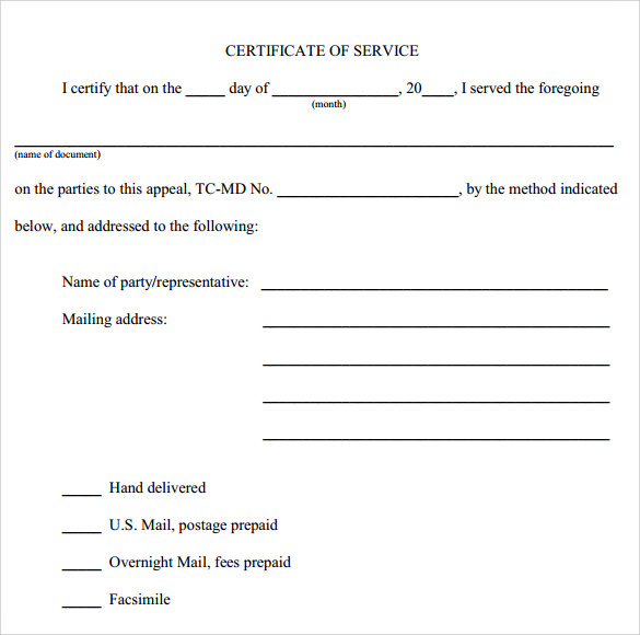 Certificate Of Service Template 8 Download Free Documents In Pdf Word