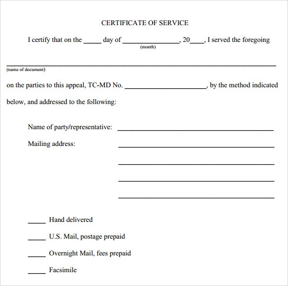 Certificate Of Service Template 8 Download Free Documents In PDF Word