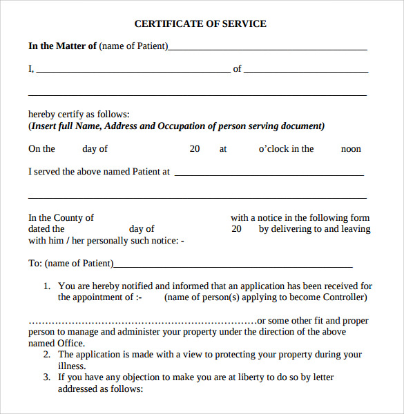 Certificate of Service Template 8  Download Free Documents in PDF Word