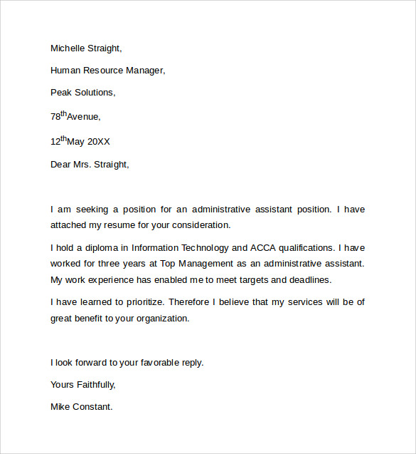 Template Administrative Assistant Cover Letter Perfect ...