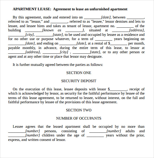 Apartment Lease Template Animals Allowed