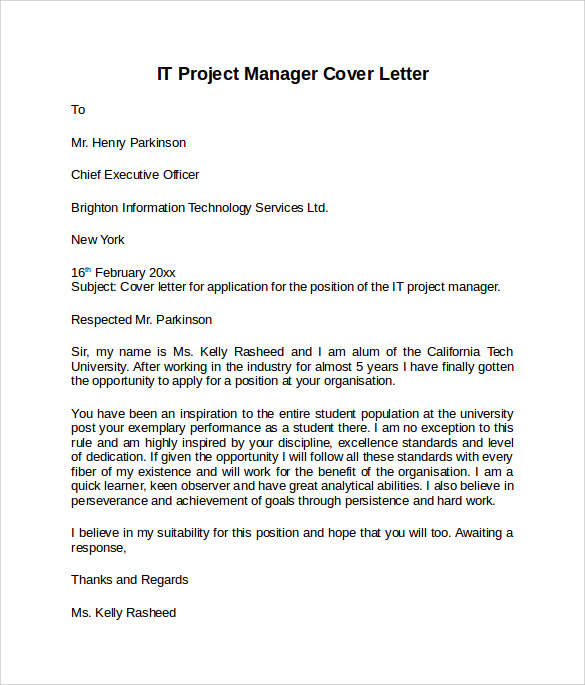 information technology cover letter template 8 download