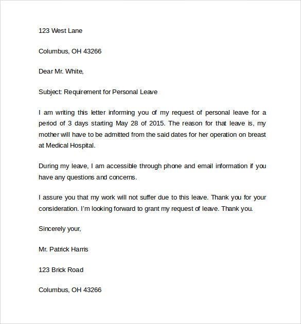 Leave of Absence Letter - 8+ Download Free Documents In PDF, Word