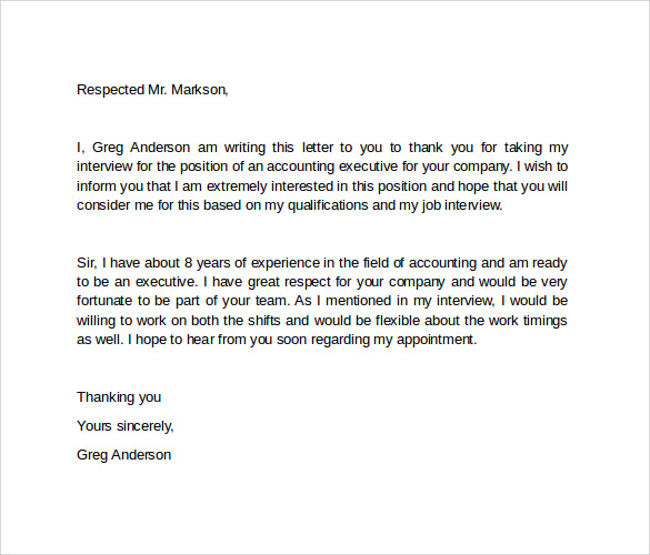 cover letter follow up interview