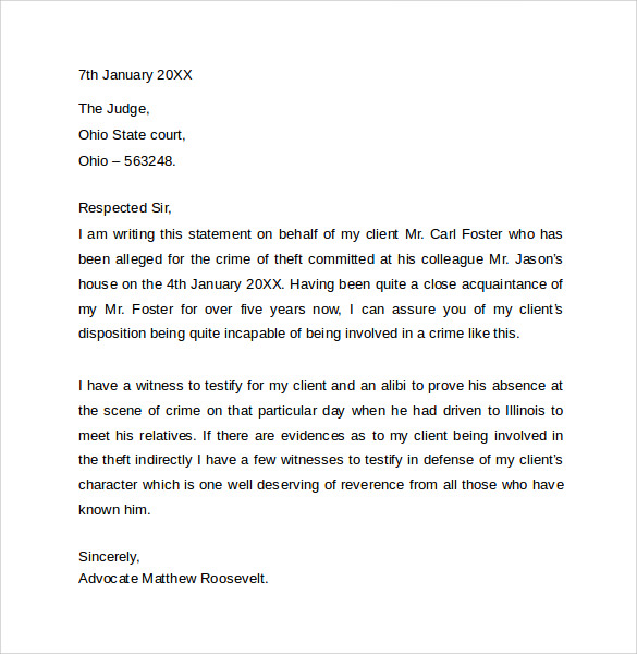 Character Letter For Court Templates 8  Download Free Documents in