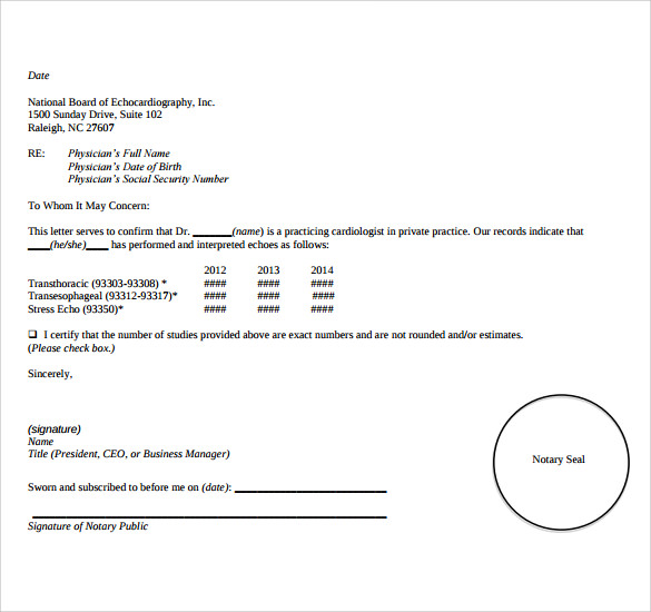 florida notarized letter template