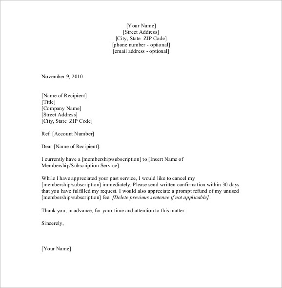 Cancellation Letters Template 7 Download Documents in PDF Word