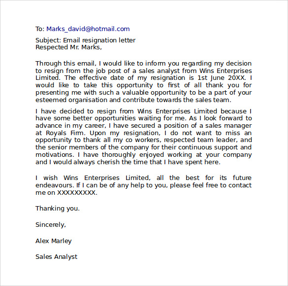 resignation letter format 9 download free documents in