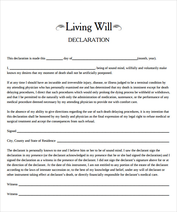 Living Will Template 7 Free Samples Examples Format