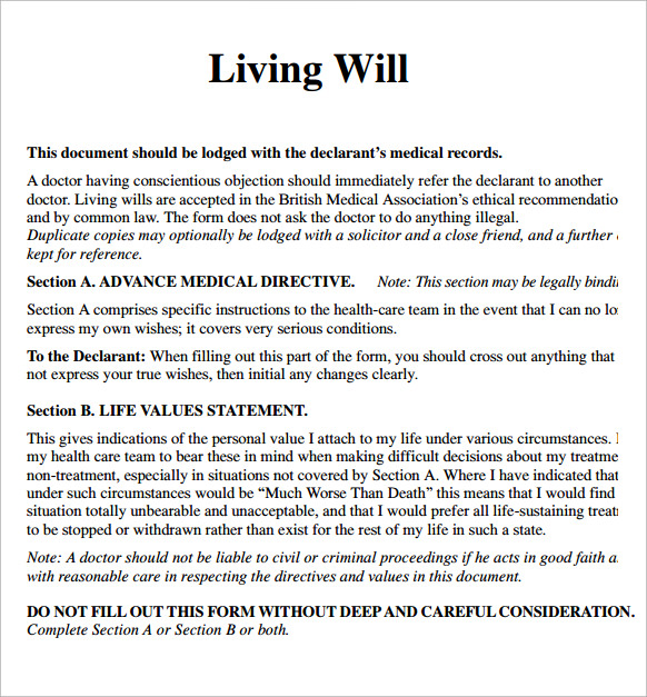 Living Will Template – 7+ Free Samples , Examples & Format