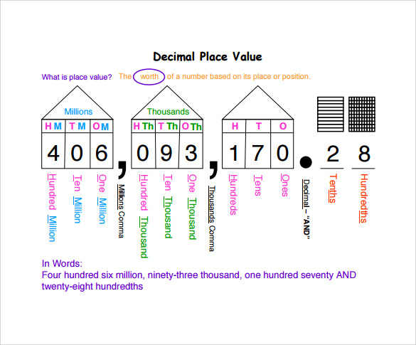 Decimal Place Value Chart 8  Download Free Documents in PDF Word