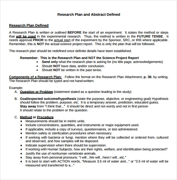 Sample Research Plan Template 7+ Free Documents in PDF, Word