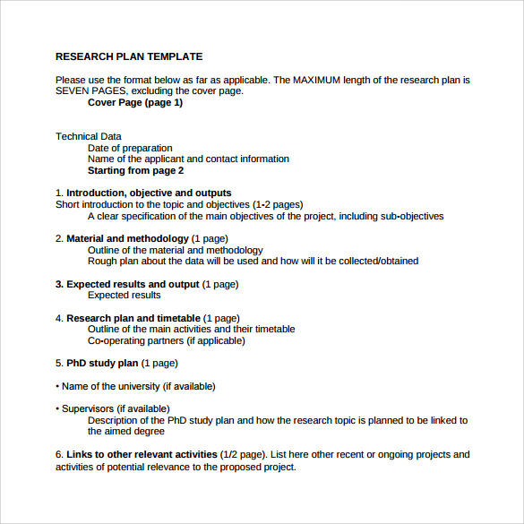 Sample Research Plan Template 7  Free Documents in PDF Word