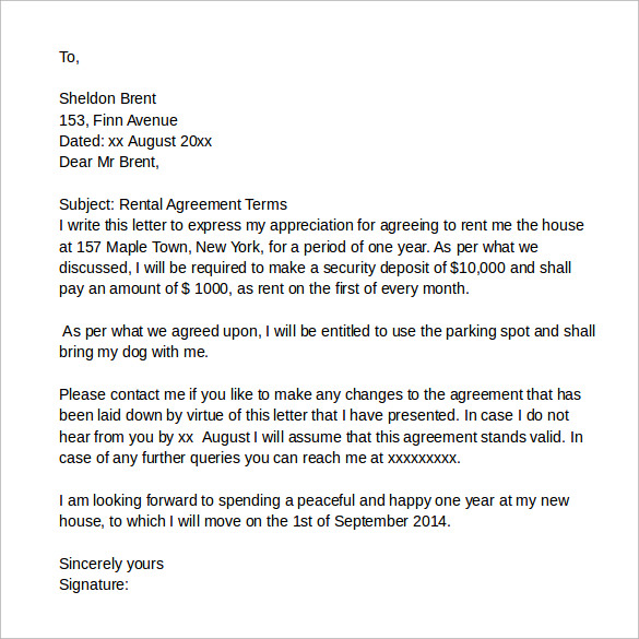 End Of Rent Agreement Letter