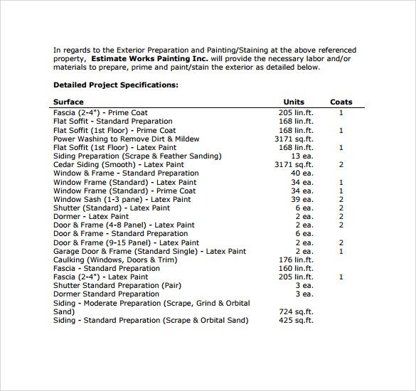 Painting Estimate Templates 8  Download Free Documents In PDF Word