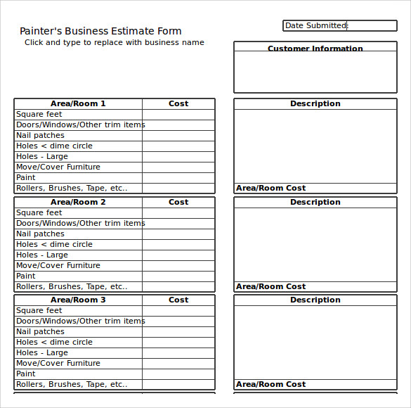 Free Painting Estimate Template Excel