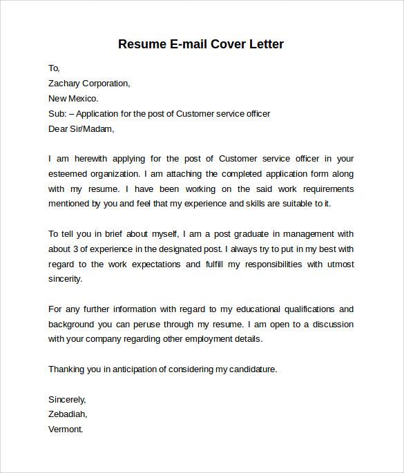 The email cover letter