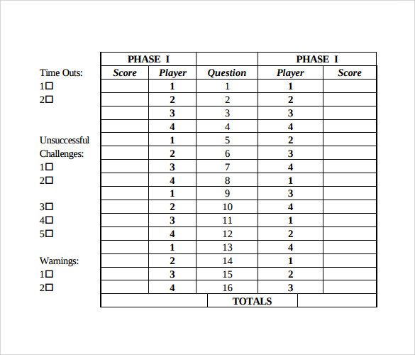 phase 10 dice score sheet