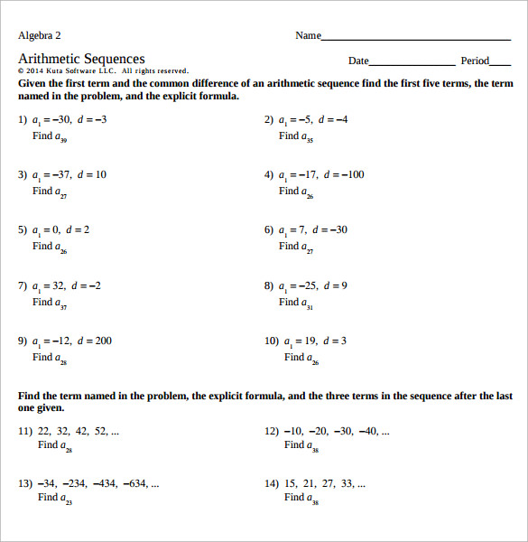 Arithmetic Sequence Example - 8+ Download Free Documents In PDF , Word