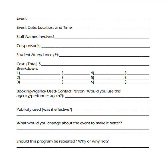 program evaluation form templates