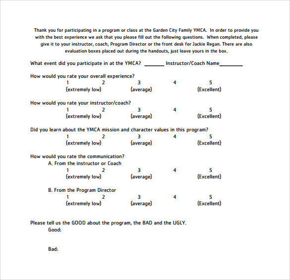 Training Program Evaluation Samples