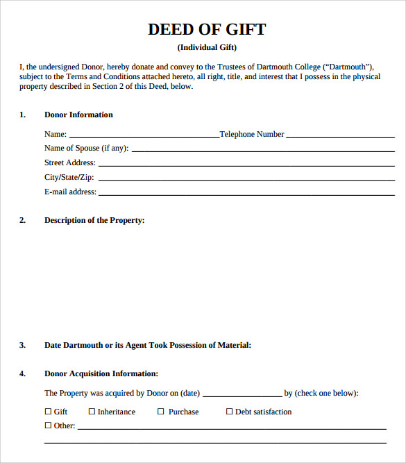 Deed Of Gift Form