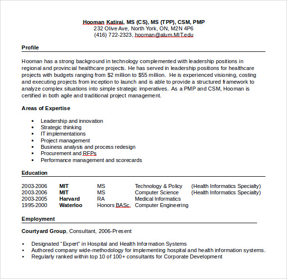 2006 resume format