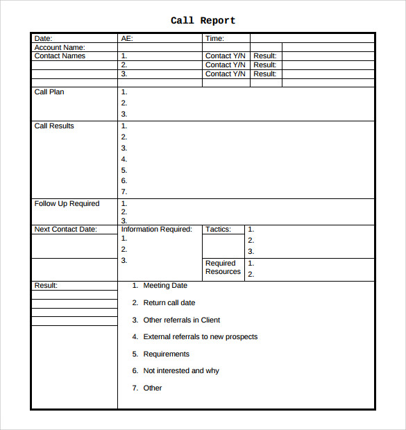 Sales Call Report Template 7 Download Free Documents In PDF Word 