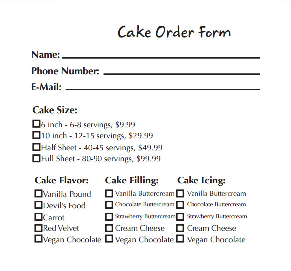 Sample Cake Order Form Template 13 Free Documents Download In Word Pdf