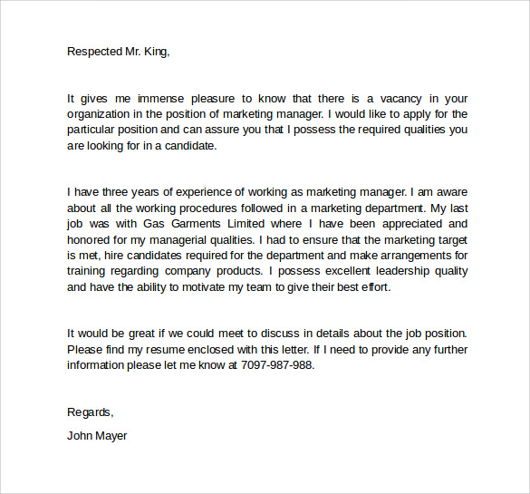 marketing cover letter template 9 download free