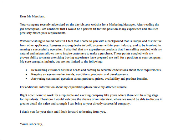 marketing cover letter template 9 download free