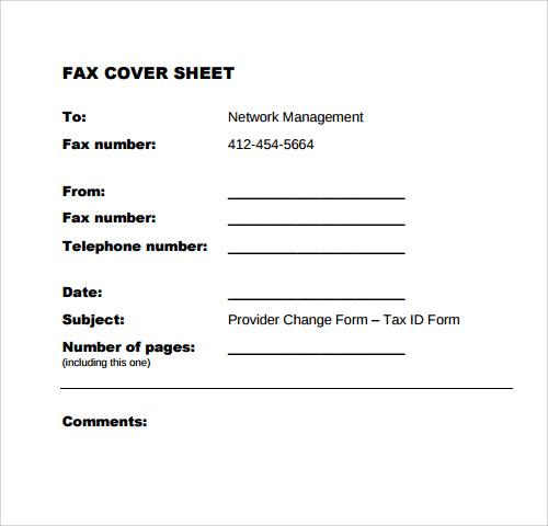 sample cover sheet for fax attention to fillable