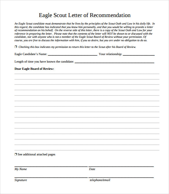 Eagle Scout Letter Template