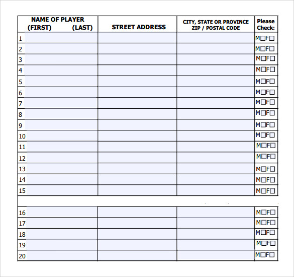 Free Baseball Roster and Lineup Template